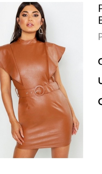 New Faux leather dresses  2 tan 1  Cranberry - Picture 2 of 4